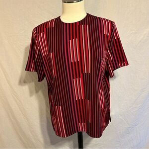 Vintage Tanjay Women Medium Blouse Top Geometric Stripe Retro 90’s‎ Working Girl